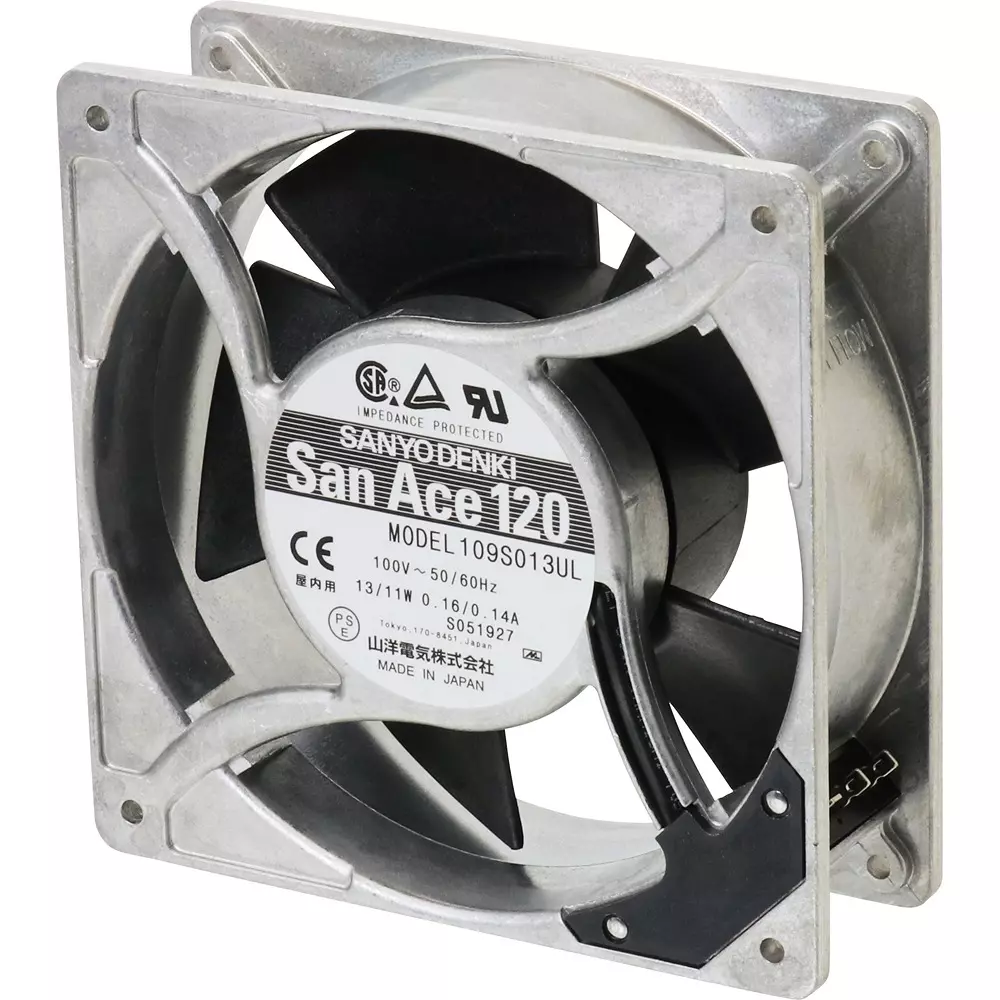 Sanyo Denki San Ace Ac Fan Motor Square AC100 V Input 38 mm Thickness, 109S013UL