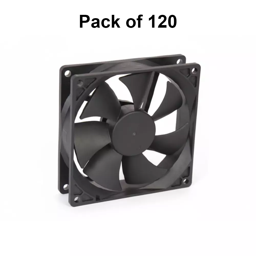 Clasiair 24 V DC Brushless Fan Sleeve Bearing 1.44 W Power 3.5 Inch (8.89 cm) Size Black for Industrial Use, CA-92 25 S24 V DC (Pack of 120 Pcs)