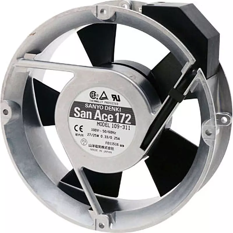 Sanyo Denki San Ace Ac Fan Motor Round type AC100 V Input 51 mm Thickness, 109-311