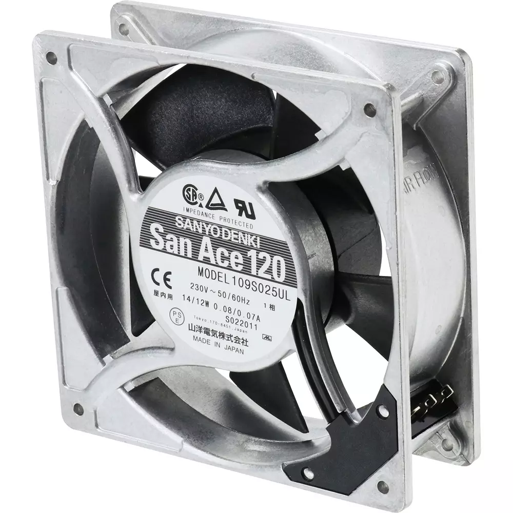 Sanyo Denki San Ace Ac Fan Motor Square AC230 V Input 38 mm Thickness, 109S025UL