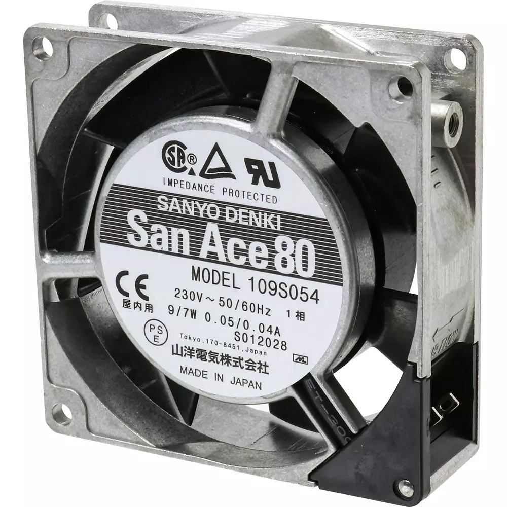 Sanyo Denki San Ace Ac Fan Motor Square AC230 V Input 25 mm Thickness, 109S054