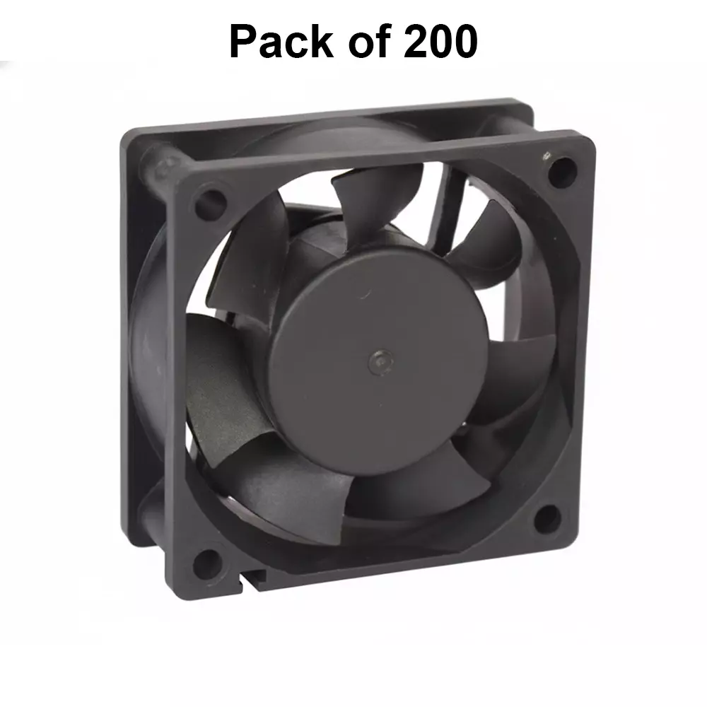 Clasiair 24 V DC Brushless Fan Sleeve Bearing 0.72 W Power 2.5 Inch (6.35 cm) Size Black for Industrial Use, CA-60 25 S24 V DC (Pack of 200 Pcs)