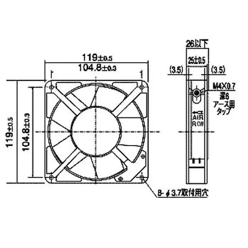 sanyo-denki-san-ace-ac-fan-motor-square-ac100-v-input-25-mm-thickness-109s086