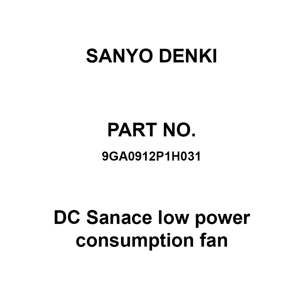 Sanyo Denki DC San Ace Low Power Consumption Fan Square 92x92 mm DC12 V 38 mm Thickness, 9GA0912P1H031