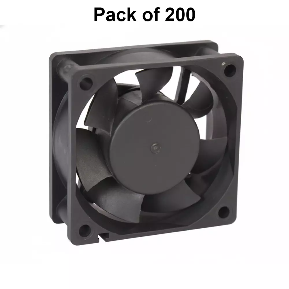 Clasiair 12 V DC Brushless Fan Sleeve Bearing 0.6 W Power 2.5 Inch (6.35 cm) Size Black for Industrial Use, CA-60 25 S12 V DC (Pack of 200 Pcs)