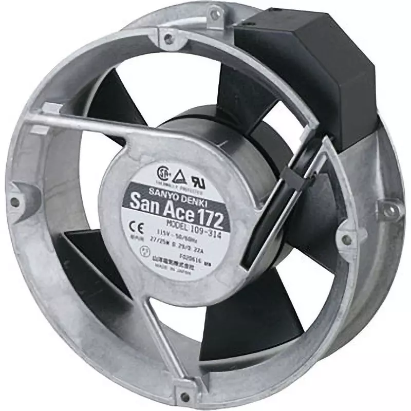 Sanyo Denki San Ace Ac Fan Motor Round type AC200 V Input 51 mm Thickness, 109-312