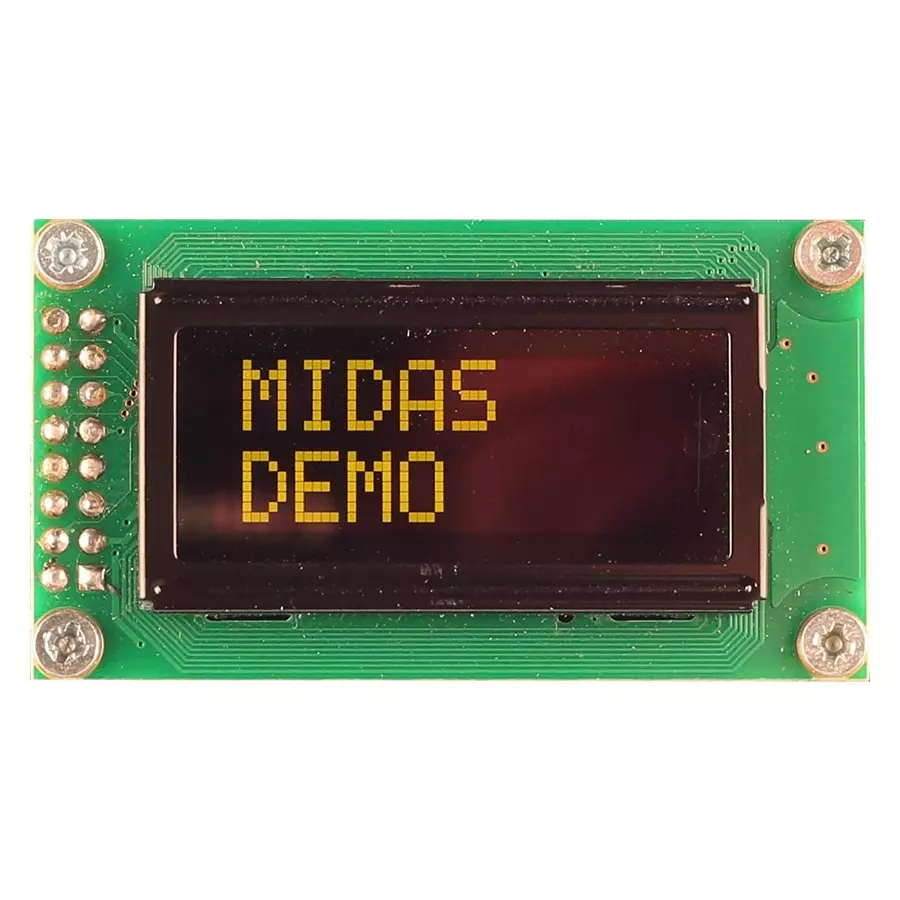 Buy MIDAS DISPLAYS OLED, 2X8, YELLOW/GREEN ON BLACK, MCOB20805AV-EYP ...