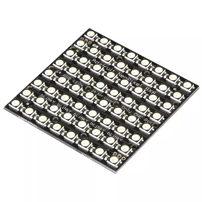 ADAFRUIT INDUSTRIES Neo Pixel Neo Matrix 64 RGBW Cool White Matrix Module LED Matrix, 2872