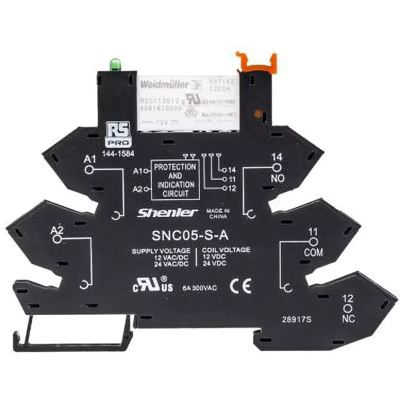 RS PRO Interface Relay Module Din Rail Mounting AC/DC 12 V Rated Coil Voltage, 144-1584