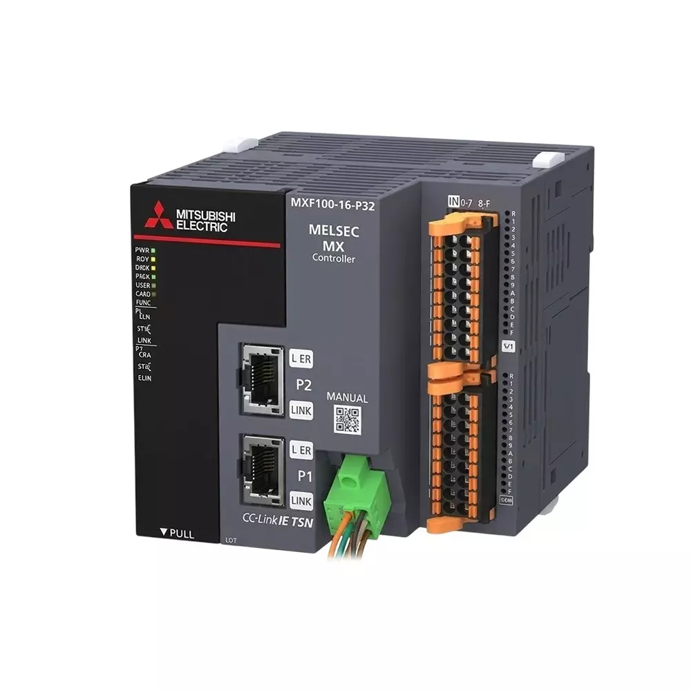 Mitsubishi Electric MX-F CPU Module with 16 Digital Inputs and 16 Transistor Output (Source Type), In-Built 2 Ethernet Ports and 16 Axis, MXF100-16-P32