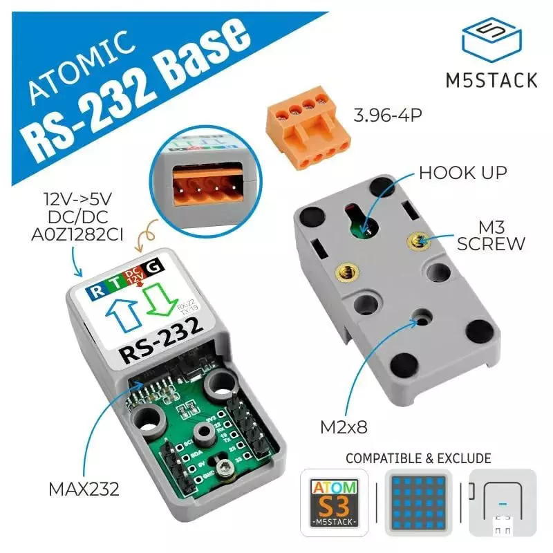 M5Stack Atomic Base 24x48x18 mm Dimension, M5STACK-A136