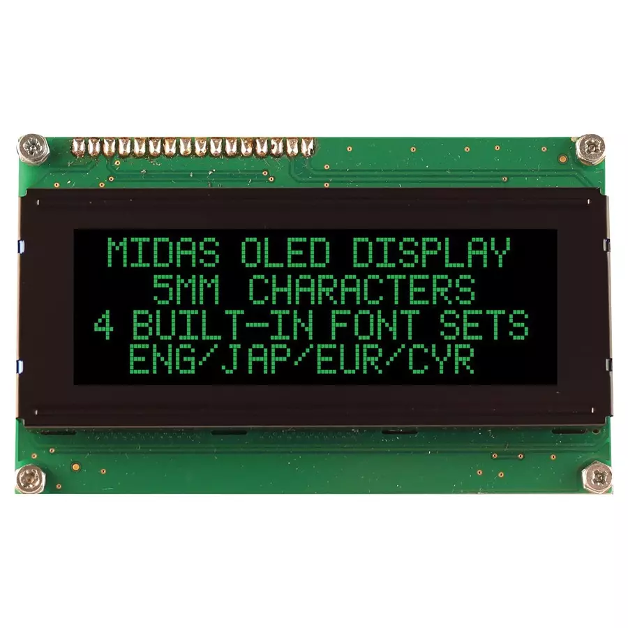 MIDAS DISPLAYS OLED DISPLAY, 20X4, PARALLEL, 5.3V, MCOB42005A1V-EGP