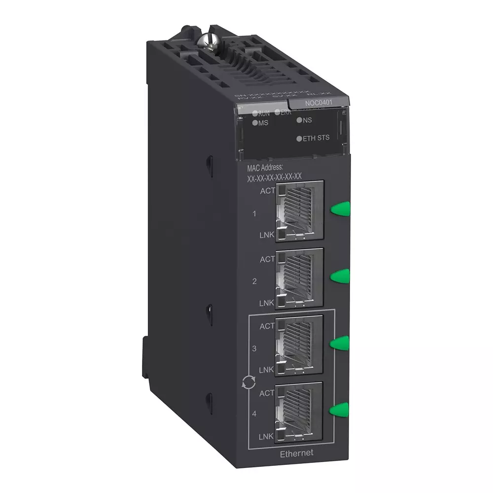 Schneider Electric Modicon M340 Ethernet Module 4xRJ45 555 mA at 3.3 V DC, BMXNOC0401