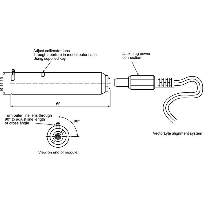 Global Laser Module 650 nm 1 mw Continuous Wave Dot pattern, 5200-50-000