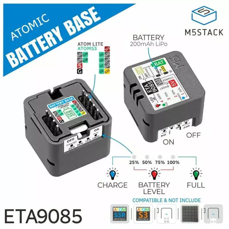 M5Stack Battery Base 24x24x24 mm Dimension, M5STACK-A151