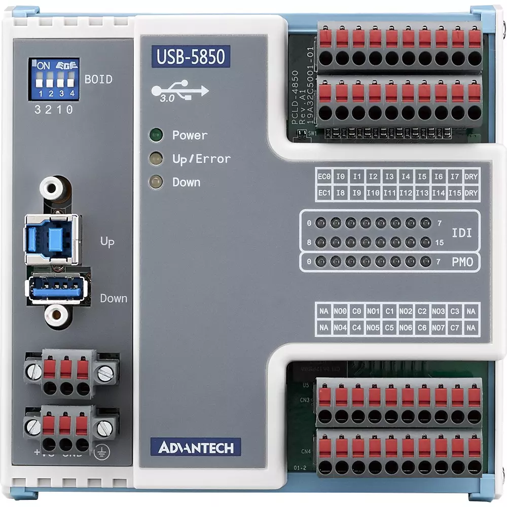 Advantech I/O Module 8 relays Output USB 3.0 USB type 120 x120 x40 Dimensions, USB-5850-AE