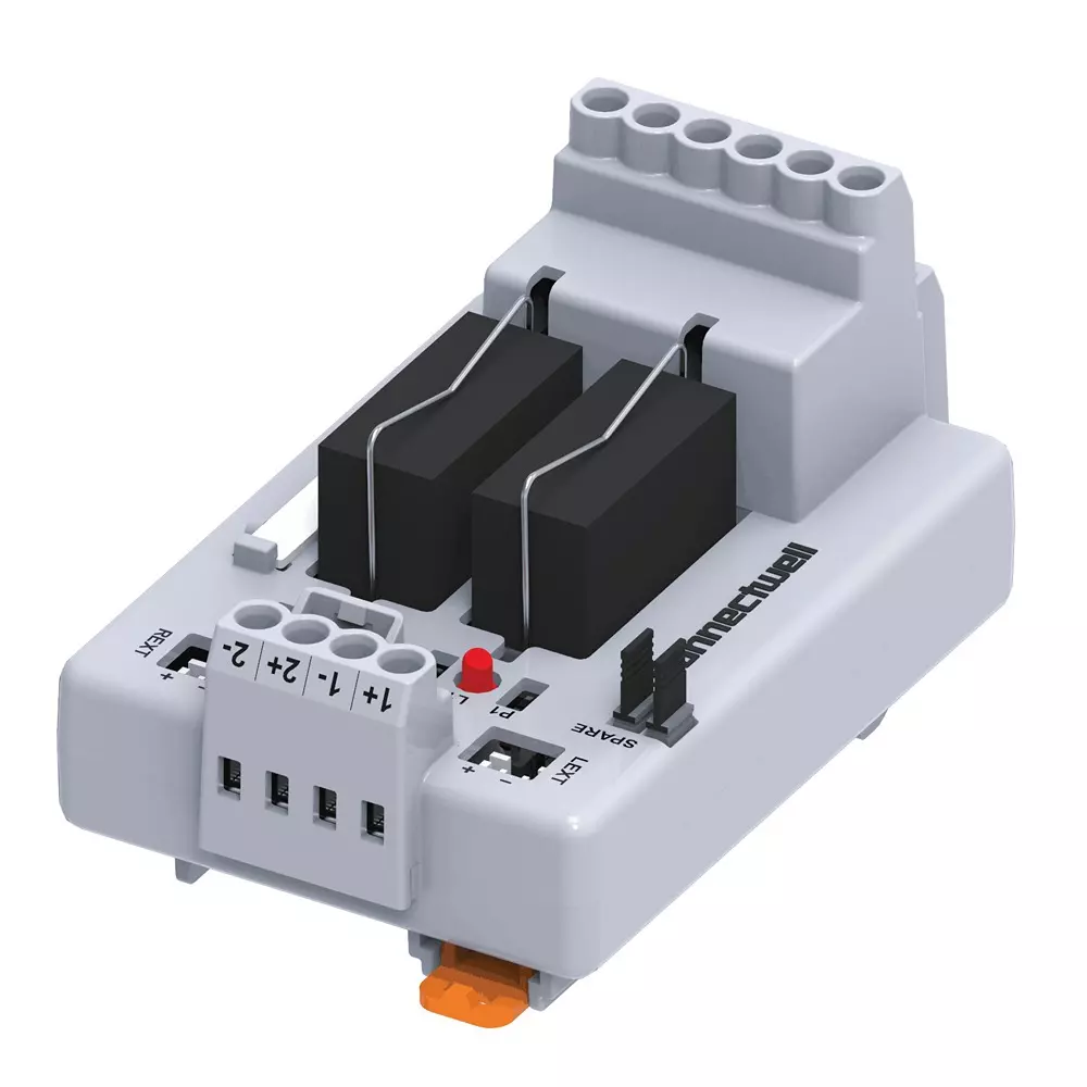 Connectwell Relay Module 2 Changeover 2 Channels 5 A 24 VDC with Base (Pluggable Relay) Rail Mount, CIMRE2SS2/24/OM