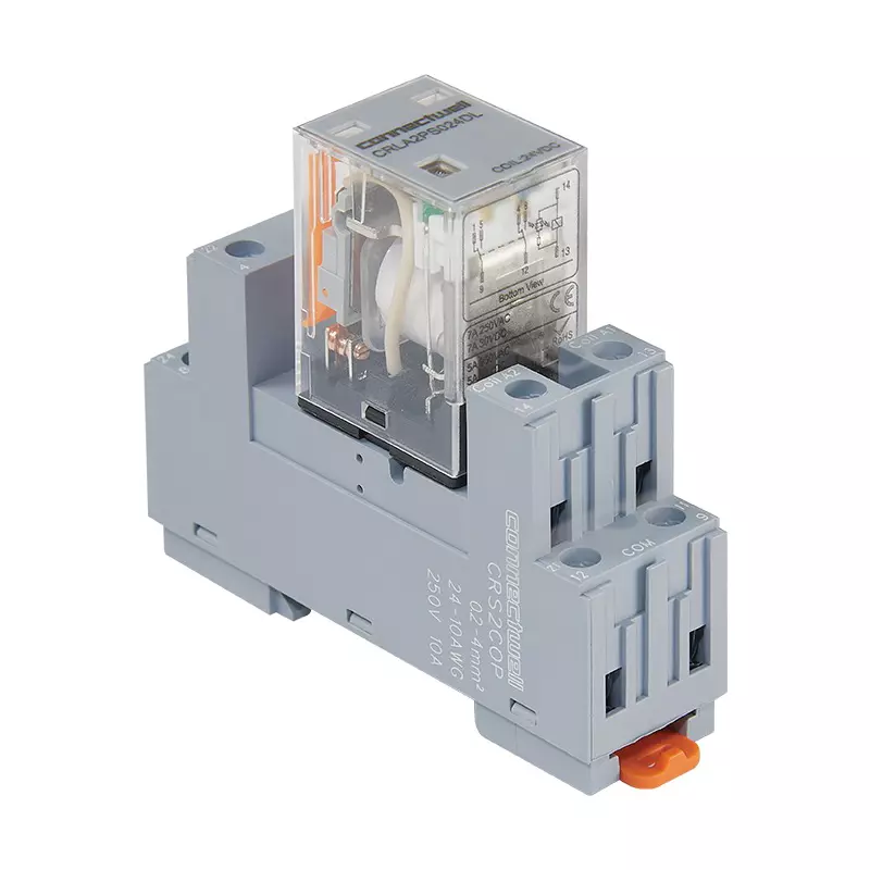 Connectwell Power Industrial Elecromechanical Relay + Socket 2CO 7 A 24 VAC, CRMA2PS024AYL
