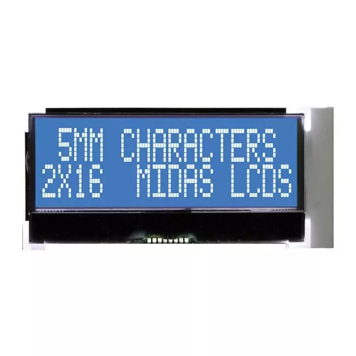 MIDAS DISPLAYS LCD, COG 2X16, NEG STN, W B/L, I2C, MCCOG21605C6W-BNMLWI