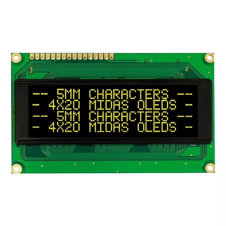 MIDAS DISPLAYS OLED DISPLAY, 20X4, PARALLEL, 5.3V, MCOB42005A1V-EYP