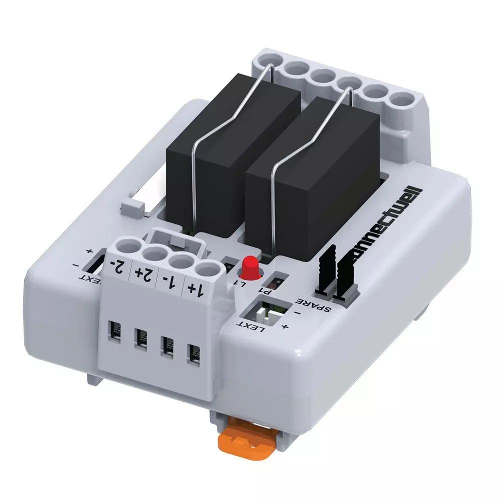 Connectwell Relay Module 1 Changeover 2 Channels 10 A 24 VDC with Base (Pluggable Relay) Rail Mount, CIMRE1SS2/24/OM
