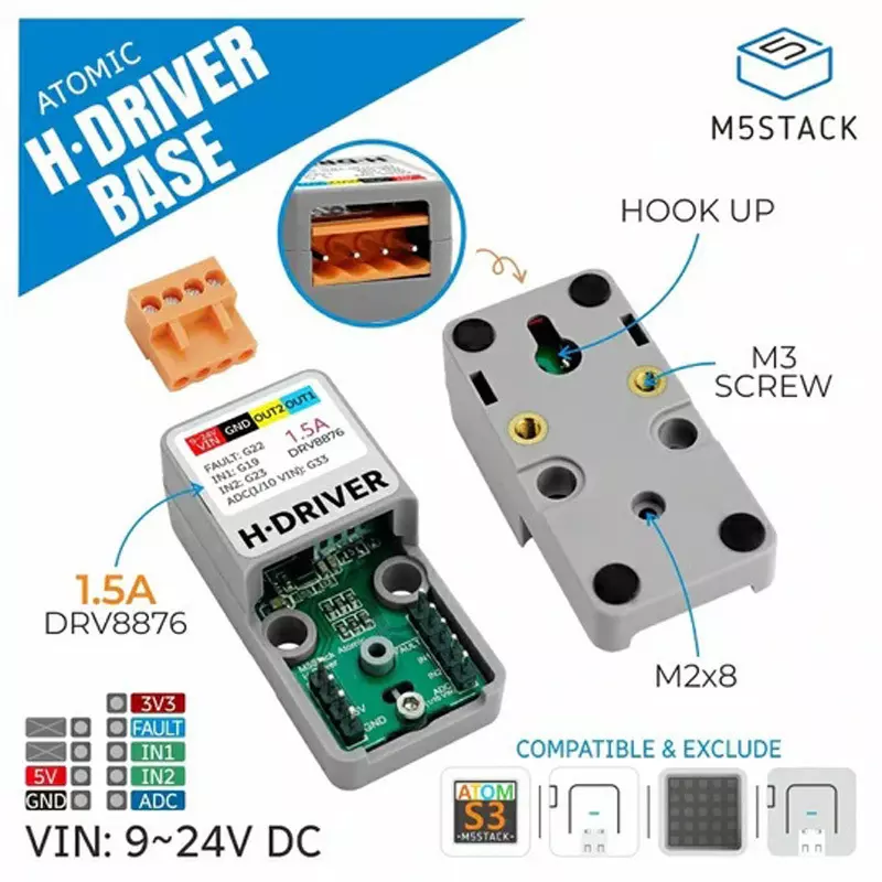 M5Stack Driver Base 48x24x17.5 mm Dimension, M5STACK-A092