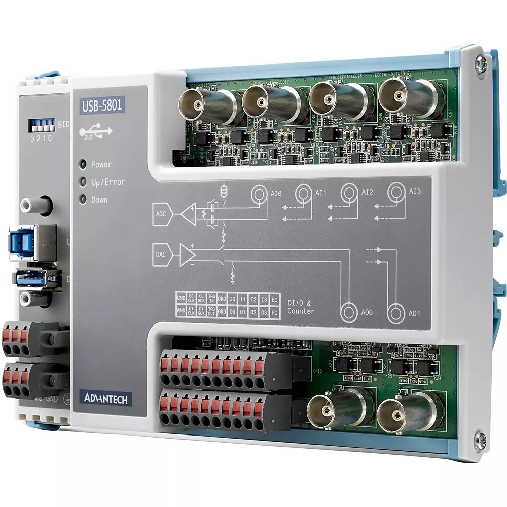Advantech I/O Module Analogx2 Output USB 3.0 USB type 168 x120 x40 Dimensions, USB-5801-AE