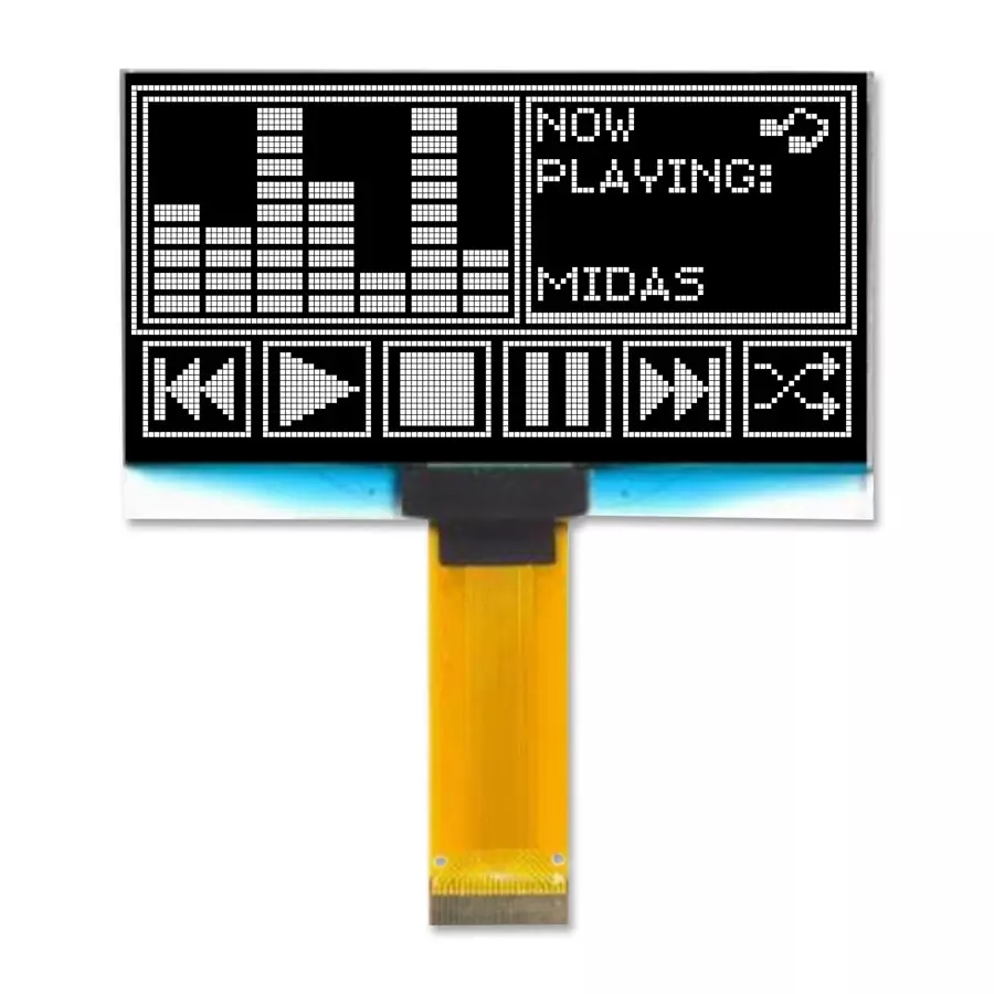 MIDAS DISPLAYS OLED DISPLAY, 128 X 64, WHITE, 64.19MM, MCOT128064HV-WM