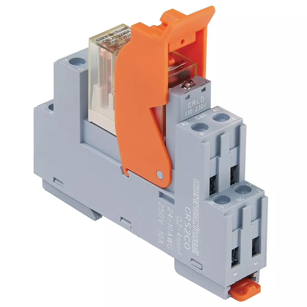 Connectwell Modular General Purpose Relay + Socket 2CO 5 A 12 VDC with Retainer Clip, CRMA2S012DYL
