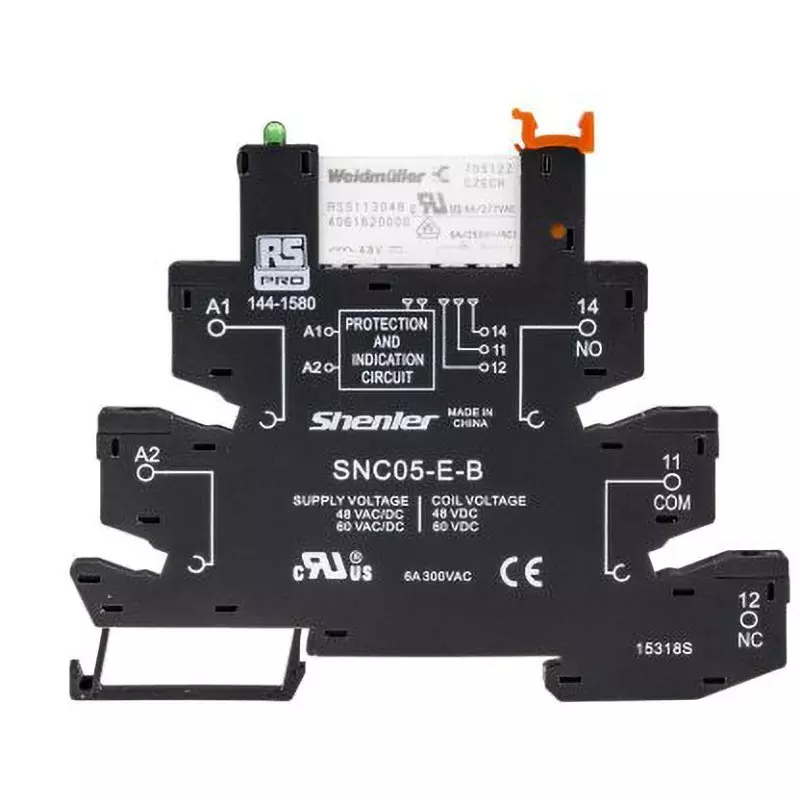 RS PRO Interface Relay Module Din Rail Mounting AC/DC 48 V Rated Coil Voltage, 144-1580