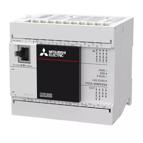 Mitsubishi Electric MELSEC IQ-F SERIES PLC CPU Module FX5S Type with 16 Digital Inputs and 14 Transistor Output (Source Type), FX5S-30MT/ESS-G