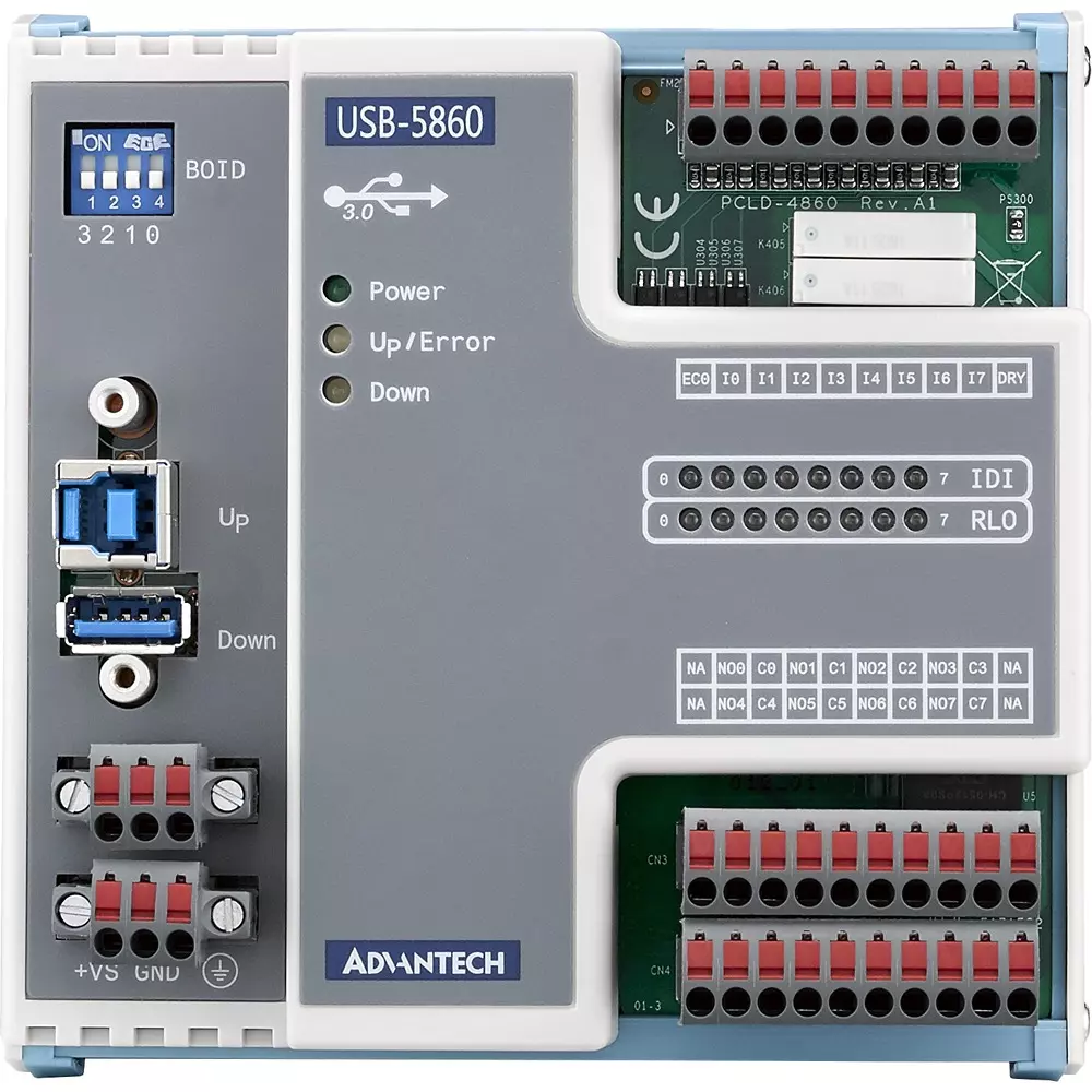 Advantech I/O Module 8 relays Output USB 3.0 USB type 120 x120 x40 Dimensions, USB-5860-AE