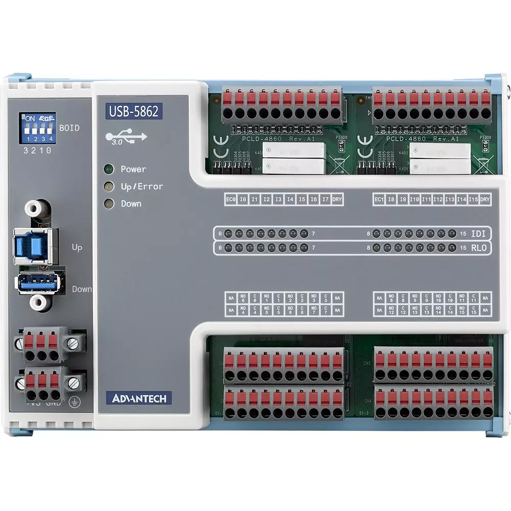 Advantech I/O Module 16 relays Output USB 3.0 USB type 168 x120 x40 Dimensions, USB-5862-AE