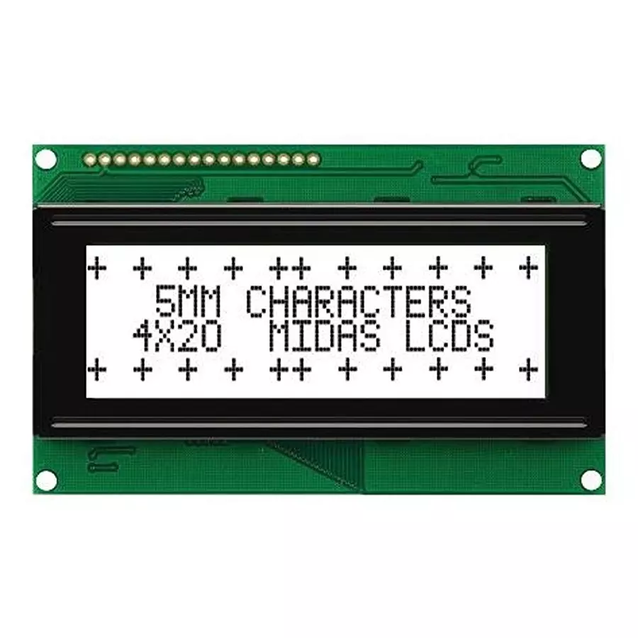 MIDAS DISPLAYS DISPLAY, ALPHANUMERIC, 20X4, WHITE, MC42005A6W-FPTLW-V2