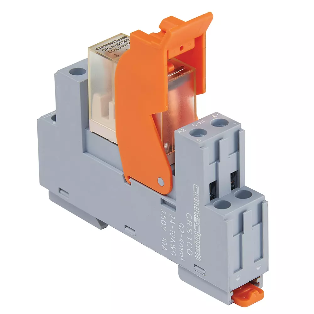 Connectwell Modular General Purpose Relay + Socket 1CO 10 A 12 VDC with Retainer Clip, CRMA1S012DYL