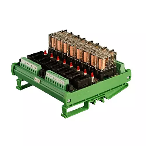 Connectwell Output Fused Relay Module 1CO 8 Channel 110 VAC Rail Mount with Base (Pluggable Relay), IMRE1SSF8/110A/OM