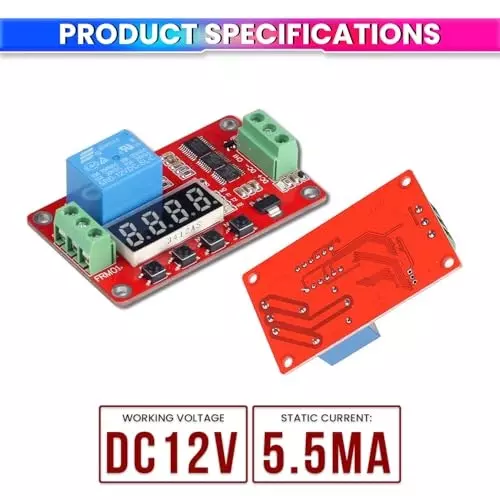 amicismart-adjustable-time-delay-relay-module-12-v-10-a-18-preset-modes-led-timer-switch-for-diy-electronics-smart-home