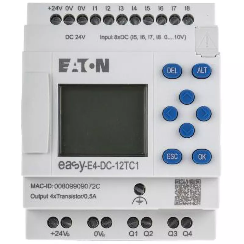 EATON Logic Module Transistor 24 DC V Power Supply Voltage 4 No. of Output Transistor Output Type, EASY-E4-DC-12TC1