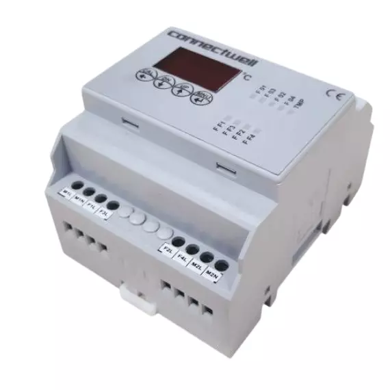 Connectwell Fan Failure Module 4 Channel with Temperature Monitor & Power Redundancy, CFTDPR4