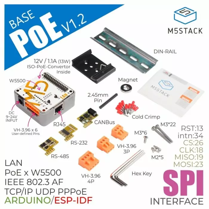 M5Stack Controller Module for Embedded Ethernet Connection, K012-C-V12