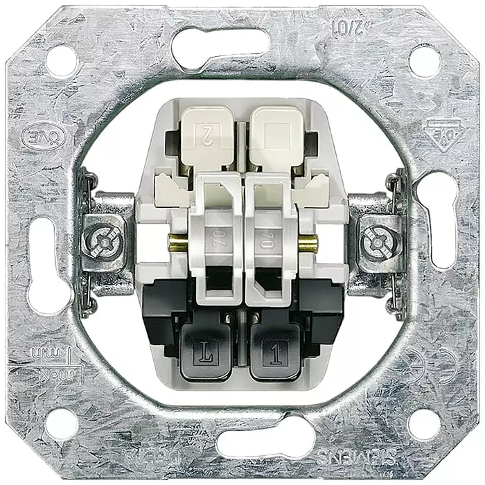 Siemens Two-Circuit Switch Insert 10A, DELTA Series, 5TA2154-0KK (Pack of 10)