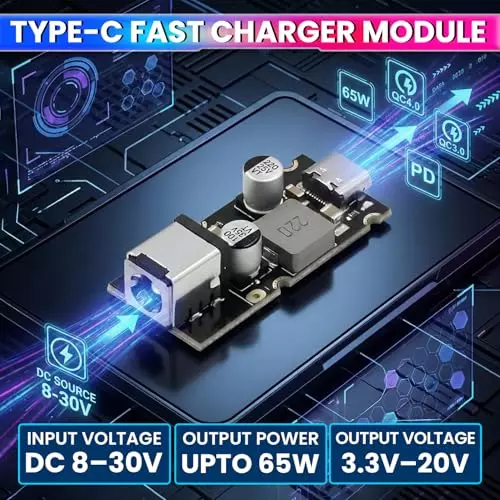amicisolar-usb-c-fast-charger-module-65-w-pd-qc-8-30-v-input-diy-board-for-laptops-mobiles-tablets