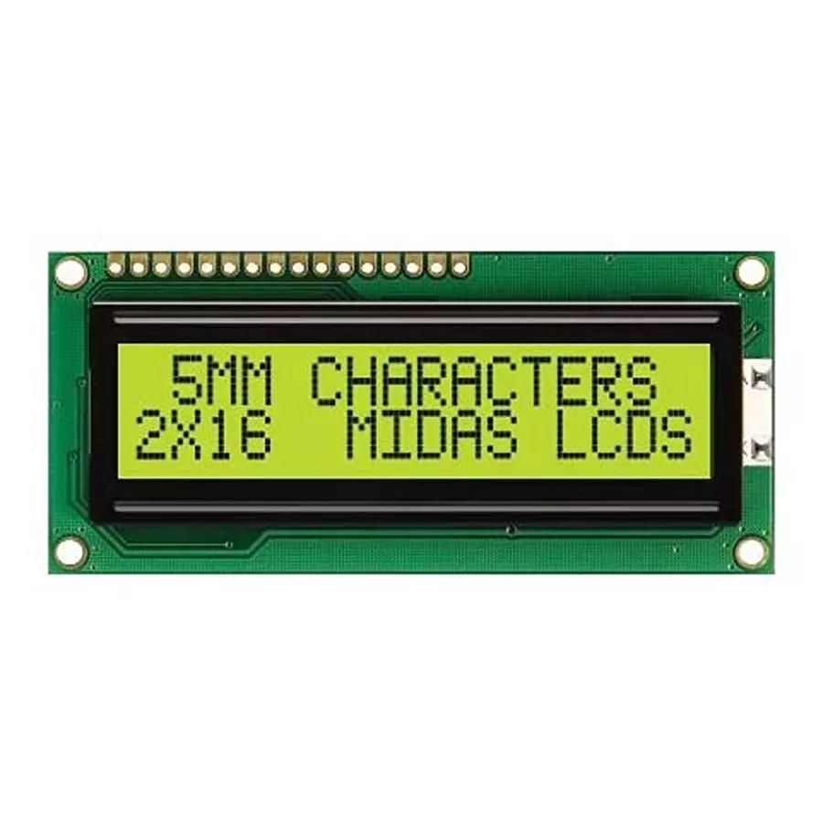 MIDAS DISPLAYS DISPLAY, ALPHANUMERIC, 16X2, NOBACKLIGHT, MC21605C6W-SPR-V2