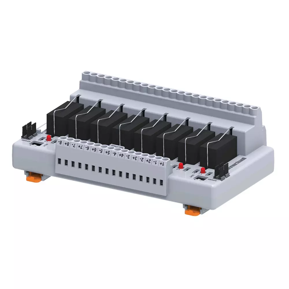 Connectwell Relay Module 2 Changeover 8 Channels 5 A 110 VAC with Base (Pluggable Relay) Rail Mount, CIMRE2SS8/110A/OM