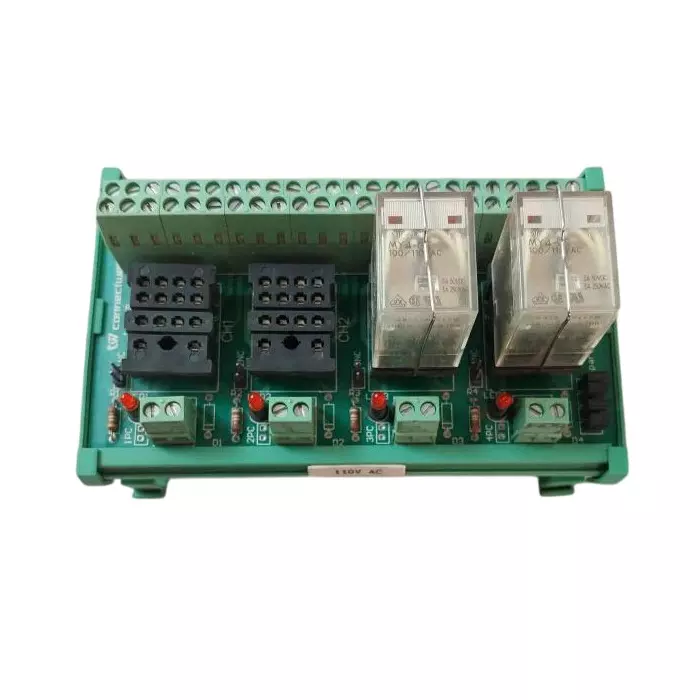 Connectwell Relay Module 4CO 4 Channel 110 VAC Rail Mount with Base (Pluggable Relay), IMRE4SS4/110A/R