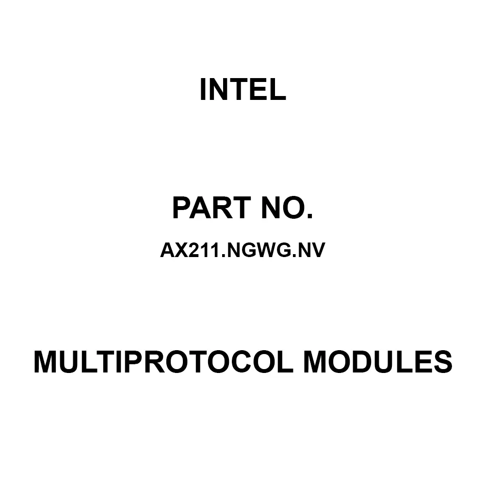 Intel Multiprotocol Modules 2.4 GHz, 5 GHz, 6 GHz Frequency, AX211.NGWG.NV