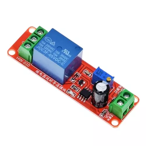 amiciSmart Timer Relay Module with Potentiometer 5 V DC, 0-10 sec Delay 10 Amp Adjustable Board for DIY Automation, NE555