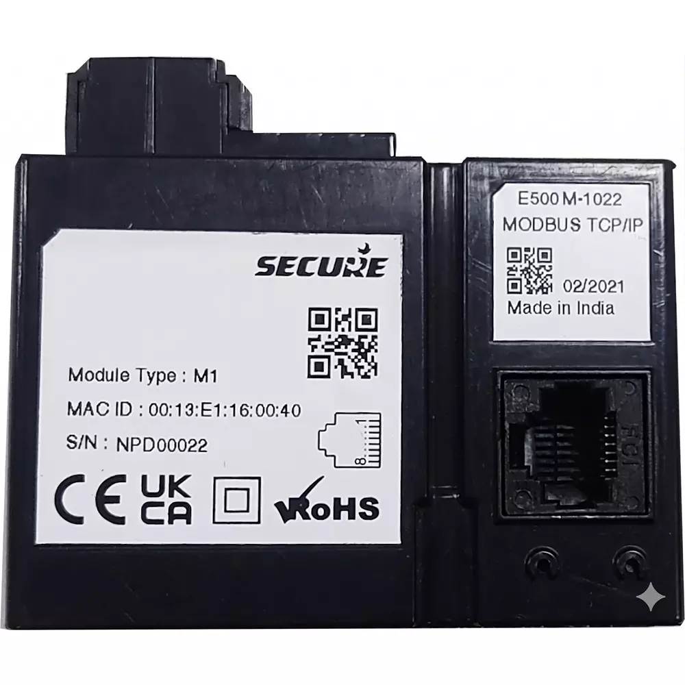 Secure Communication Module M1, Modbus TCP IP, Gateway for E500 Advanced Power Monitoring Device in Black Color, E500M-1022
