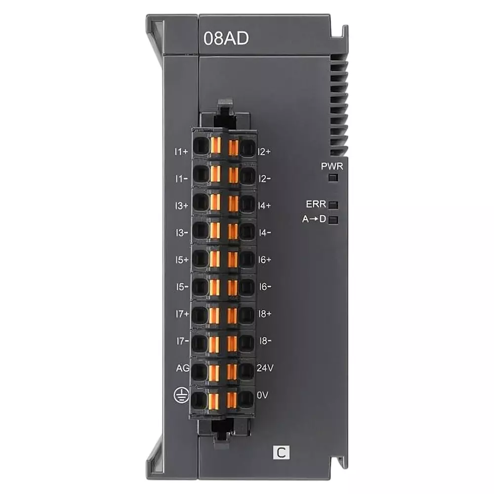 Delta 8 Channels Analog Input Module with 16 Bit Resolution, Rectangular Shape Plastic Body, AS08AD-C