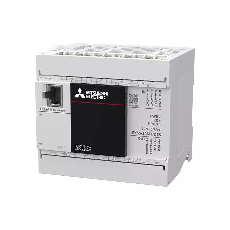 Mitsubishi Electric MELSEC IQ-F Series Base Unit PLC CPU Module FX5S Type, 24 V DC, 16 Inputs and 14 Transistor Output (Source), FX5S-30MT/DSS